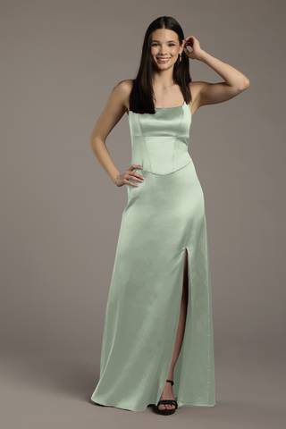 Picture of Stretch Satin Basque Waist Sheath Dress